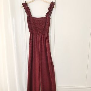 ASOS Red Check Smock Jumpsuit